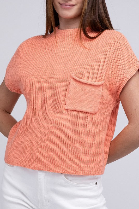 In the Pockit Short Sleeve Cropped Sweater