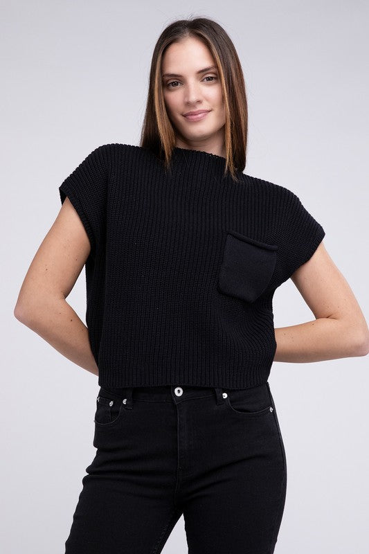 In the Pockit Short Sleeve Cropped Sweater