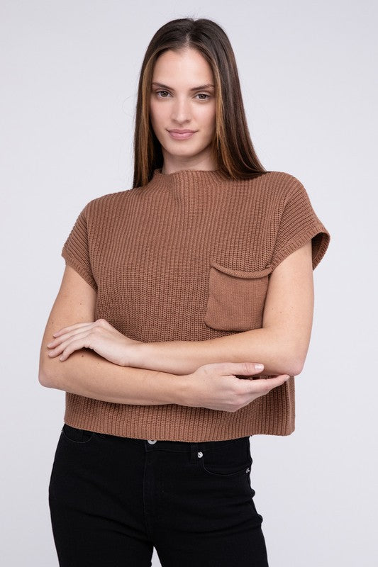 In the Pockit Short Sleeve Cropped Sweater