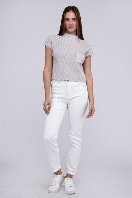 In the Pockit Short Sleeve Cropped Sweater