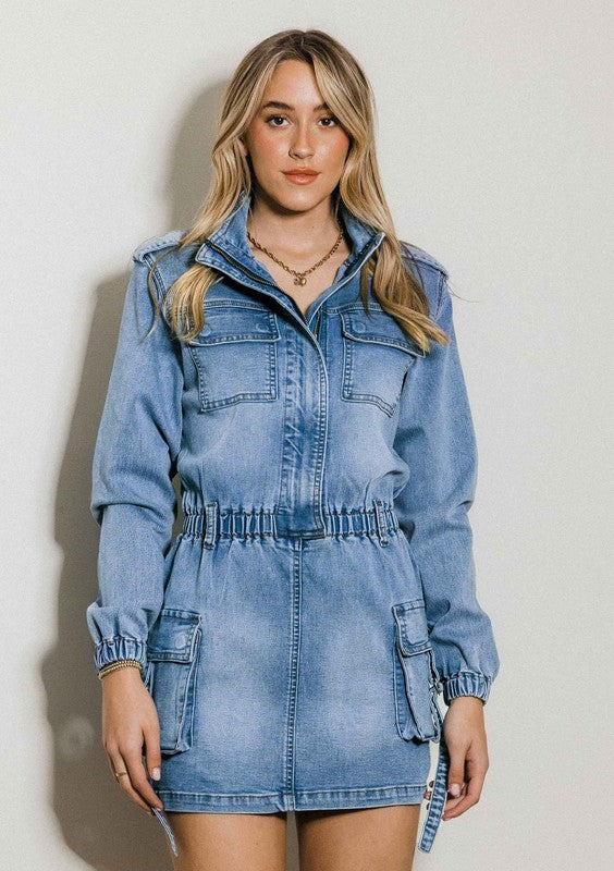 The Take Over Denim Romper Skirt