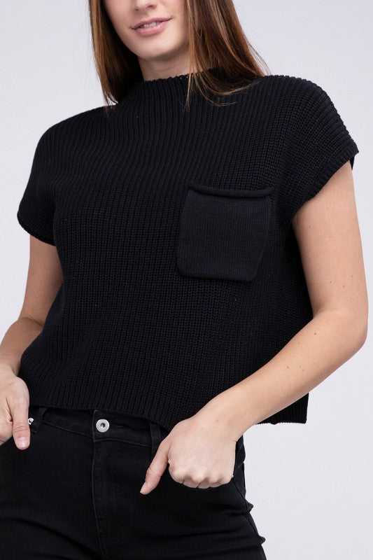 In the Pockit Short Sleeve Cropped Sweater