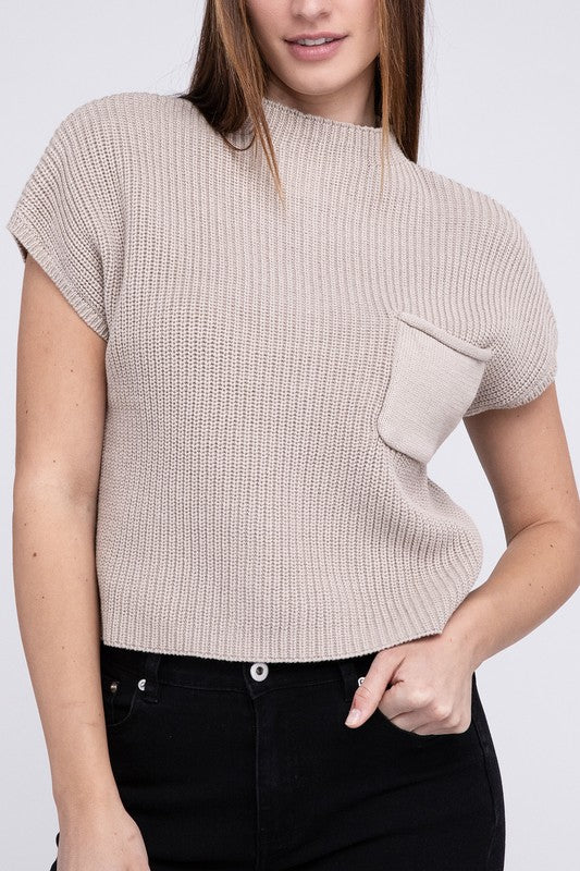 In the Pockit Short Sleeve Cropped Sweater