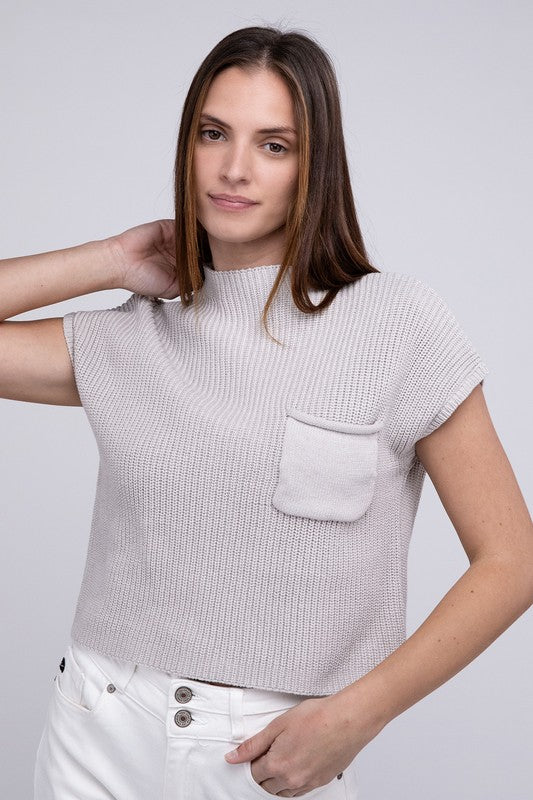 In the Pockit Short Sleeve Cropped Sweater