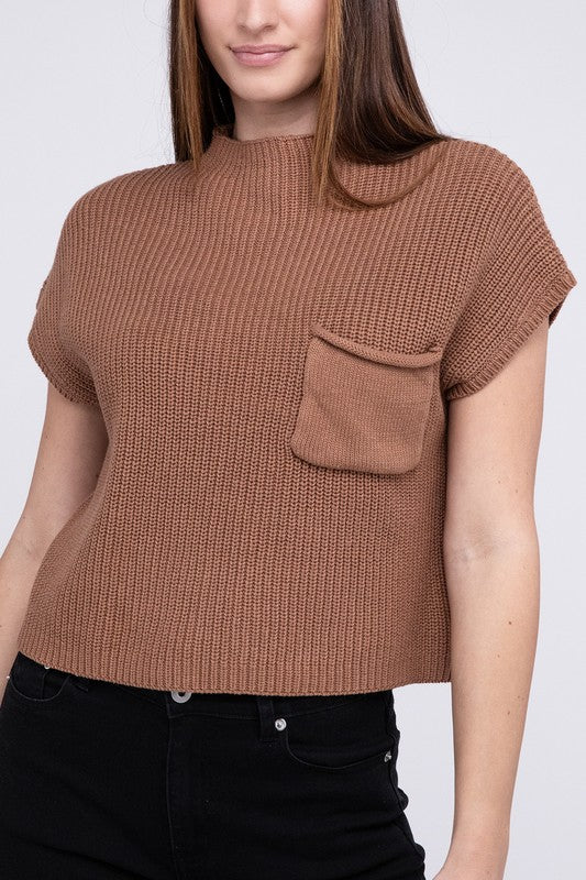 In the Pockit Short Sleeve Cropped Sweater