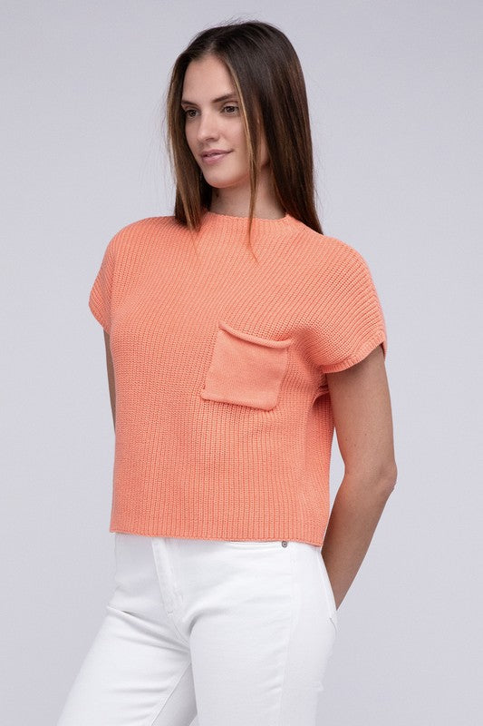 In the Pockit Short Sleeve Cropped Sweater