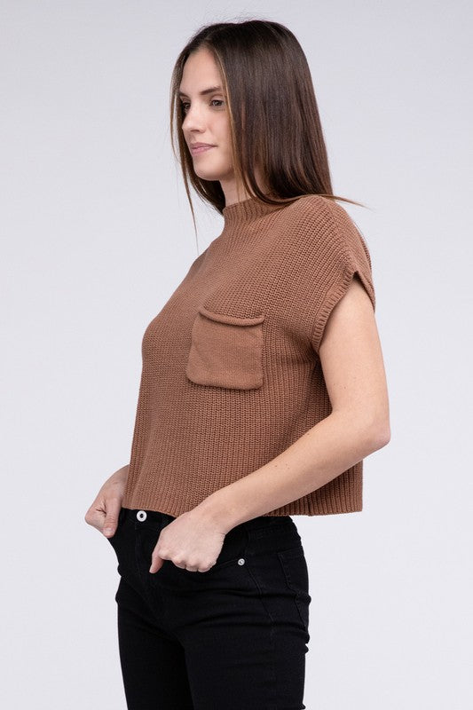 In the Pockit Short Sleeve Cropped Sweater